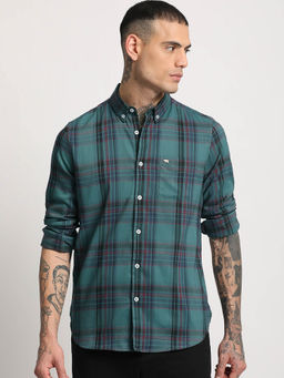The Bear House - Men Multi Checked Slim Fit Cotton Casual Shirt