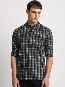 The Bear House - Men Black Checked Slim Fit Cotton Casual Shirt
