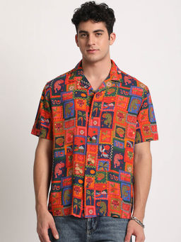 The Bear House - Men Multi Printed Regular Fit Viscose Casual Shirt