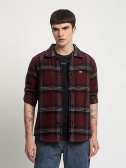 The Bear House - Men Brown Checked Regular Fit Flannel Cotton Shacket