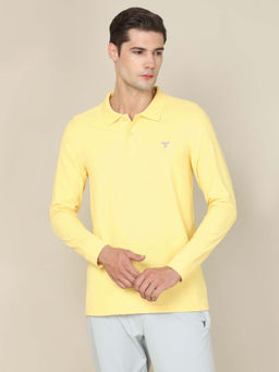 Technosport - Yellow Solid Slim Fit Polo Sports T-shirt with MATPIQ