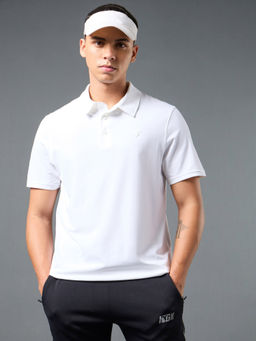 Technosport - Men Solid Slim Fit Polo Sports T-shirt with COTFLEX