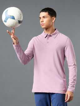 Technosport - Purple Solid Slim Fit Polo Sports T-shirt with COTFLEX