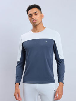 Technosport - Grey Colorblock Slim Fit Crew Neck Sports T-shirt with TECHNOCOOL+