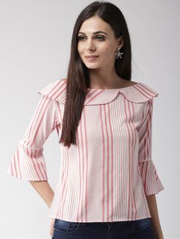 Style Quotient - Noi Women Pink & White Striped Top