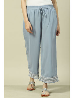 Rangriti - Women Blue Polyester Thread Work Palazzo