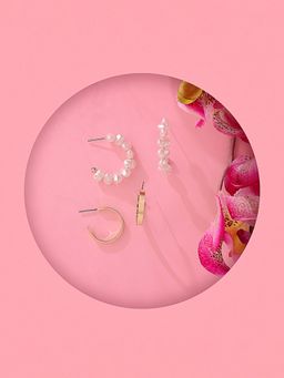 Accessorize London - Womens 2 Pearl Hoop Earring Set Gold