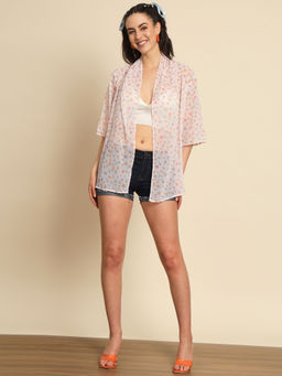 Trend Arrest - White Floral Printed Shrug