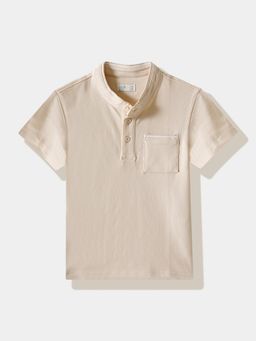 R&B - Beige Textured Half Sleeves T-Shirt