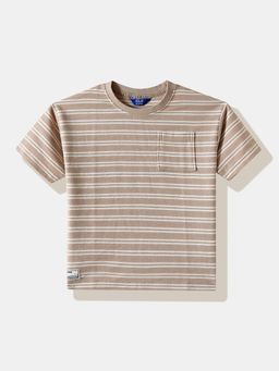 R&B - Beige Stripes Half Sleeves T-Shirt