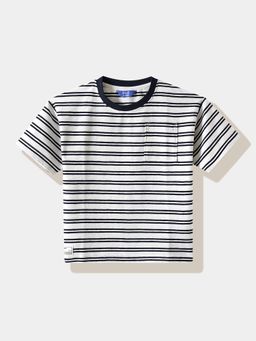 R&B - Ivory Stripes Half Sleeves T-Shirt