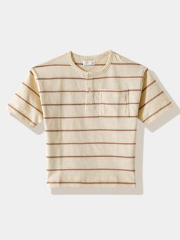 R&B - Beige Stripes Half Sleeves T-Shirt