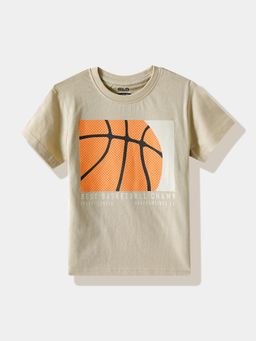 R&B - Beige Graphic Half Sleeves T-Shirt