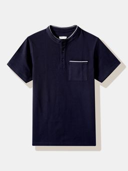 R&B - Navy Blue Plain Half Sleeves T-Shirt