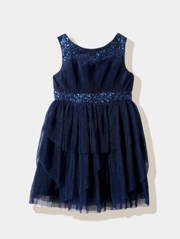 R&B - Navy Blue Sequinned Sleeveless Dress