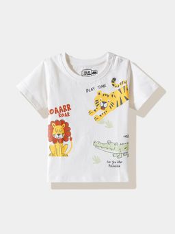 R&B - Ivory Graphic Half Sleeves T-Shirt