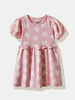 R&B - Pink Floral Half Sleeves Dress