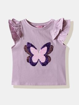 R&B - Lavender Embroidered Sequinned Cap Top
