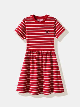 R&B - Red Stripes Half Sleeves Dress