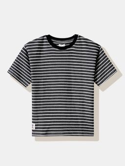R&B - Navy Blue Stripes Half Sleeves T-Shirt