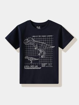 R&B - Navy Blue Graphic Half Sleeves T-Shirt