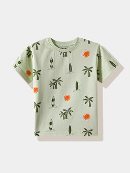 R&B - Green Printed Half Sleeves T-Shirt