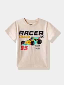 R&B - Beige Graphic Half Sleeves T-Shirt
