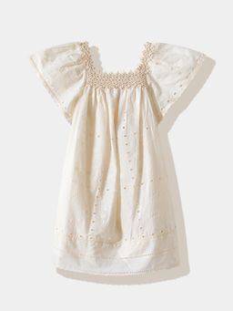 R&B - Beige Embroidered Half Sleeves Dress