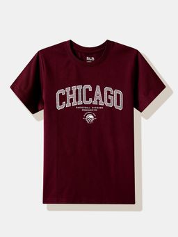 R&B - Burgundy Typography Half Sleeves T-Shirt