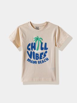 R&B - Beige Typography Half Sleeves T-Shirt