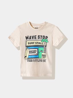 R&B - Beige Graphic Half Sleeves T-Shirt