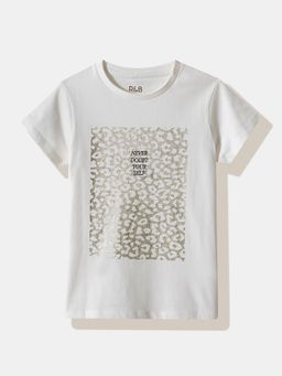 R&B - White Printed Half Sleeves T-Shirt