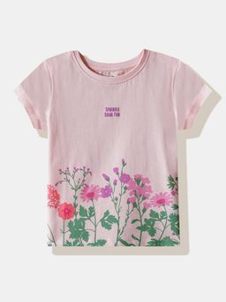 R&B - Pink Floral Half Sleeves T-Shirt