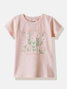 R&B - Pink Floral Half Sleeves T-Shirt