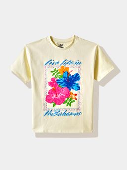 R&B - Yellow Floral Half Sleeves T-Shirt