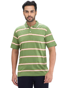 ColorPlus - Comfort Fit Striped Dark Green T-Shirt