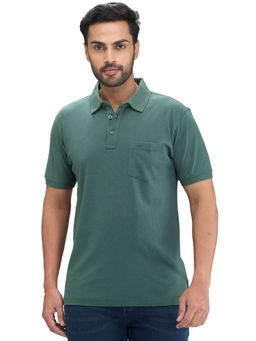 ColorPlus - Regular Fit Solid Dark Green T-Shirt