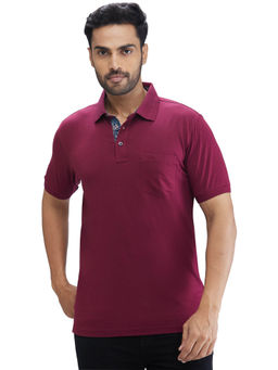 ColorPlus - Regular Fit Solid Dark Wine T-Shirt