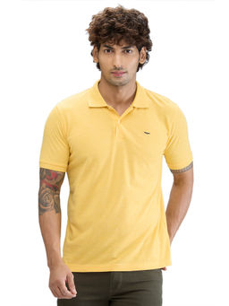Park Avenue - Slim Fit Solid Medium Yellow T-Shirt