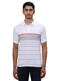 Park Avenue - Slim Fit Striped White T-Shirt