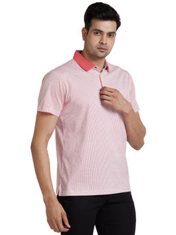 Park Avenue - Slim Fit Printed Medium Red T-Shirt