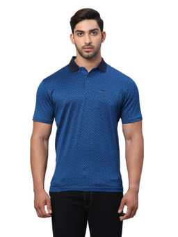 Park Avenue - Slim Fit Printed Dark Blue T-Shirt