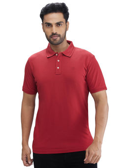 Raymond - Regular Fit Solid Dark Maroon T-Shirt
