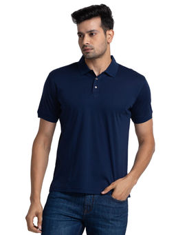 Raymond - Regular Fit Solid Dark Blue T-Shirt