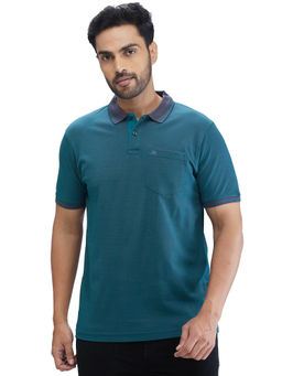 Raymond - Regular Fit Solid Teal T-Shirt