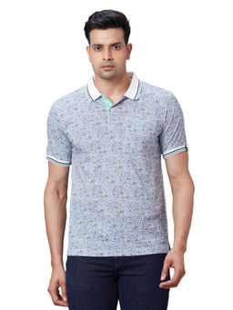 Raymond - Regular Fit Printed Dark Blue T-Shirt