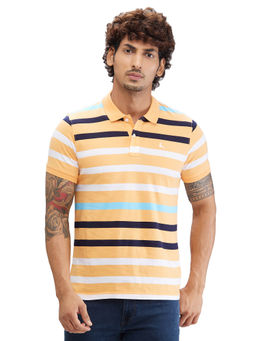 Parx - Regular Fit Stripes Yellow T-Shirt