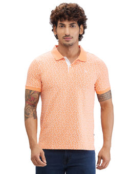 Parx - Regular Fit Printed Medium Orange T-Shirt