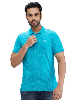 Parx - Regular Fit Printed Medium Green T-Shirt