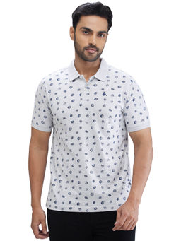 Parx - Regular Fit Printed Light Grey T-Shirt